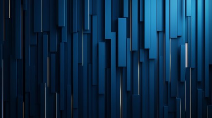 This abstract image features a dynamic arrangement of blue vertical bars