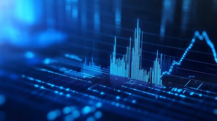 Financial data graph on digital screen,  business chart, showing growth.  Possible use stock photography