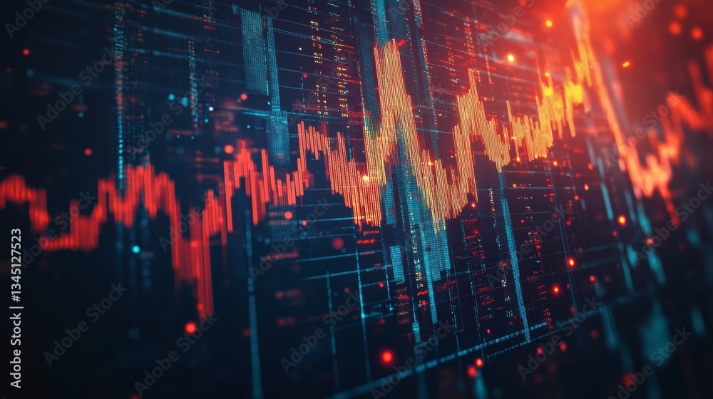 Poster Abstract stock market data display on screen