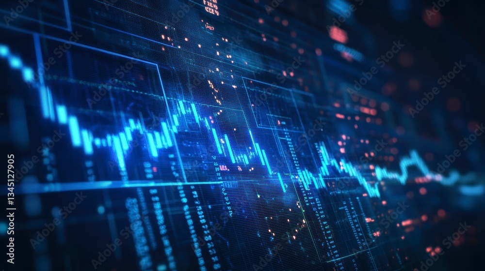 Poster digital stock market display showing falling trends