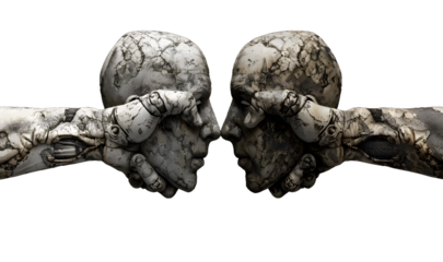 Machine industry robot arm and businessman handshake exposure High quality photo.