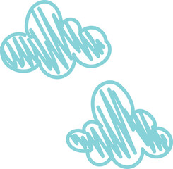 Fototapeta premium Hand-Drawn Light Blue Clouds Illustration