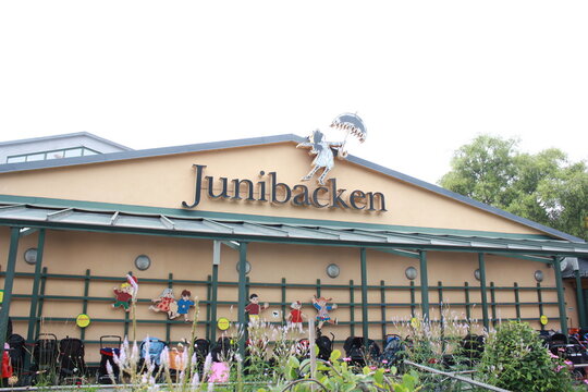 Facade of Junibacken kids museum, it is museum is devoted to Swedish children's literature, especially Astrid Lindgren. Sweden. Stockholm. July 29, 2013