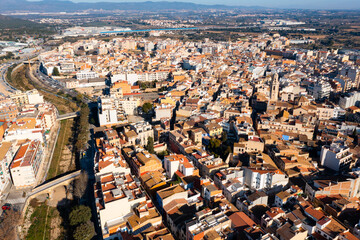 Obraz premium Bird's eye view of El Vendrell, town in province of Tarragona, Catalonia, Spain.