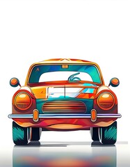 vintage car isolated on white