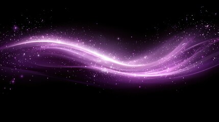 Glowing, purple light streaks across a black background, sparkling with dust