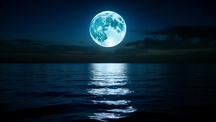 Fototapeta premium Illuminating moonlight over serene ocean waters