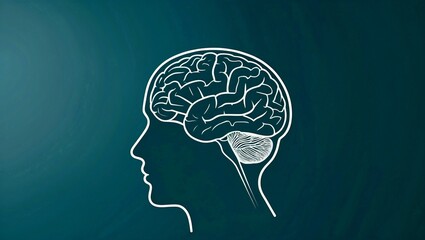Obraz premium Minimalist brain outline emphasizing mental health awareness
