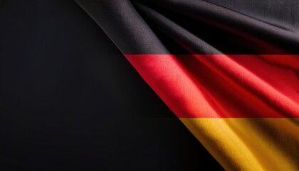 Close-up of german flag fabric with black background symbolizing national pride