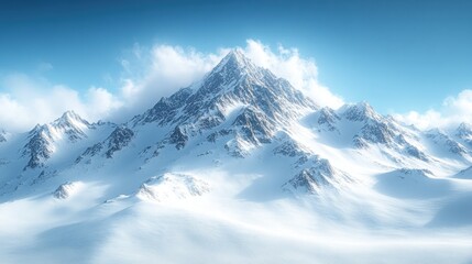 Obraz premium Majestic Snowy Mountain Peak in a Sunny Sky