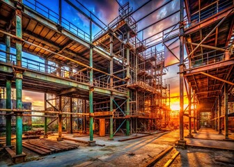 8K Abandoned Construction Site Wallpaper: Urban Exploration Photography