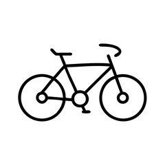Obraz premium Simple bicycle illustration in black line art on white background 