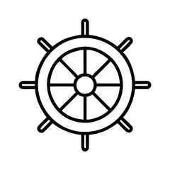 Obraz premium Icon of a ship's wheel in minimalist style on a white background 