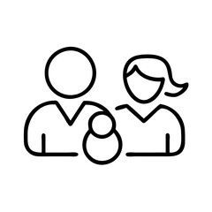 Fototapeta premium Family with Baby in Minimalist Icon Style 