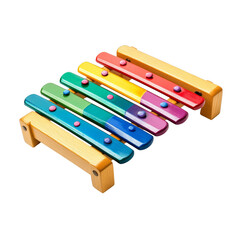 Colorful children's xylophone with colorful keys on a transparent background
