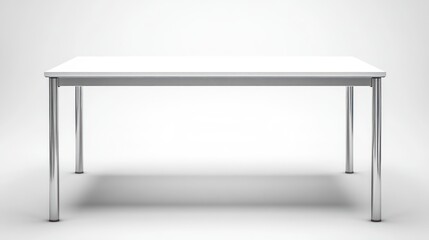 Empty white table against plain background. Possible use product photography