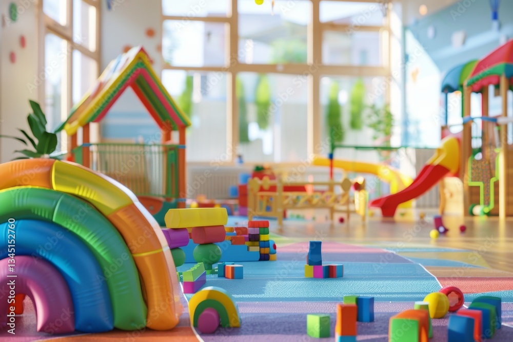 Aufkleber bright and colorful preschool environment with playful structures and educational toys for childrens