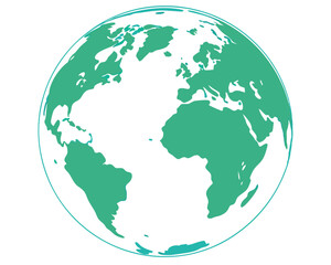 This vibrant illustration of planet Earth showcases the continents of North and South America, along with Africa and parts of Europe, set against a light blue ocean backdrop, perfect for educational o