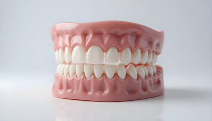 Obraz premium Denture model teeth dental care prosthetic dentistry gums white perfect smile oral hygiene concept