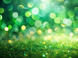Obraz premium Abstract Green Bokeh Panoramic Background - Blurred Nature Photography