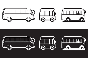 bus icon set vector