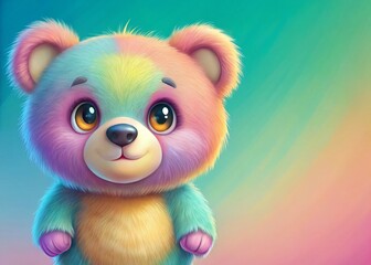 Fototapeta premium Adorable Cartoon Bear Left Side Copy Space - Cute Bear Illustration Stock Photo