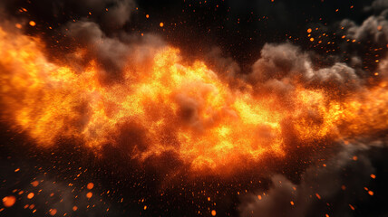 Fototapeta premium Colorful orange explosion effect against dark background for striking visuals
