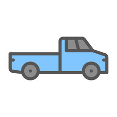 Pick up Truck filled outline icon. pick up truck colour line illustration