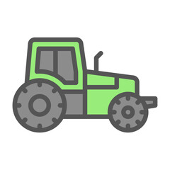 Tractor filled outline icon. tractor colour line illustration