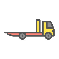 Towing Truck filled outline icon. tow truck colour line illustration