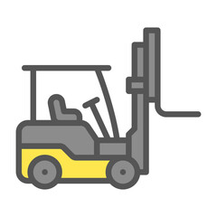 Forklift filled outline icon. forklift colour line illustration
