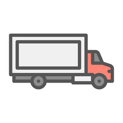 Box Truck filled outline icon. cargo truck colour line illustration