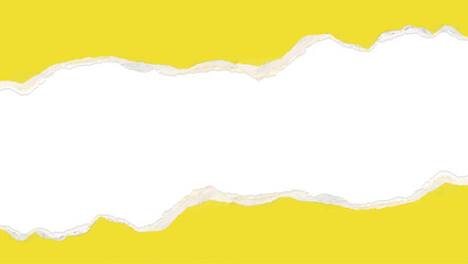 The Whit and yellow torn pieces of paper on the white background.  Copy space for text message. Ripped paper or torn paper 