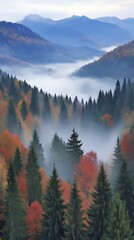 Autumn Mist for Mountain Valley Landscape.