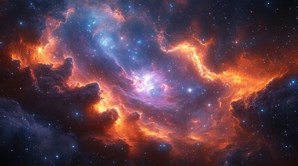 Naklejka premium Cosmic Nebulae - Fiery Clouds of Space