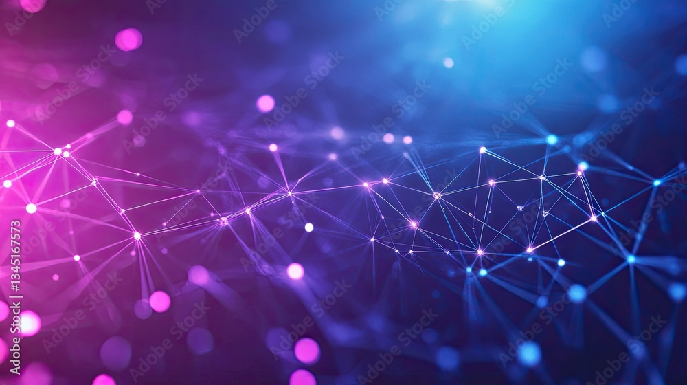 Poster a visually stunning abstract image of interconnected glowing points forming a digital network on a f