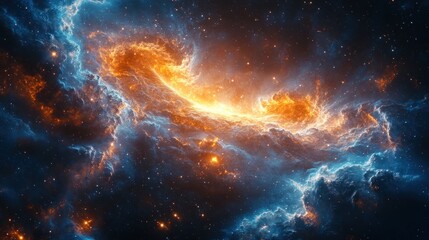 Colorful nebulae swirling in cosmic space