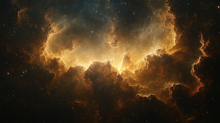 Obraz premium Cosmic Nebula, Fiery Clouds of Space