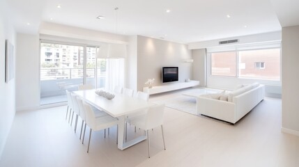 Fototapeta premium Modern, bright, open-plan apartment interior