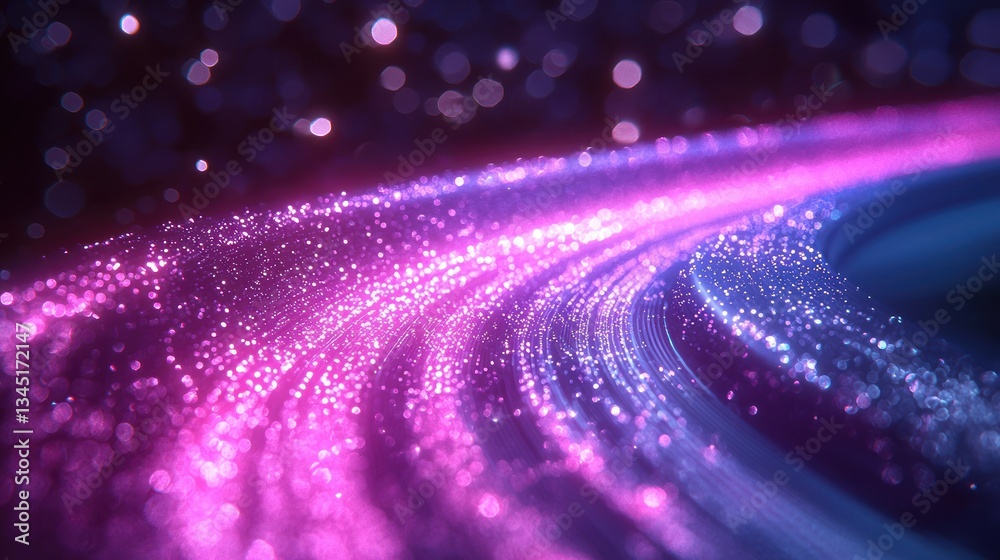 Sticker luminous pink and blue particles swirl, creating a dynamic, ethereal abstract design