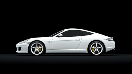 Obraz premium White Sport Coupe Isolated on Black Background Showing Sleek Automotive Design And Powerful Performance