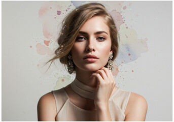 Mulher glamurosa em imagem art&iacute;stica. Generative IA