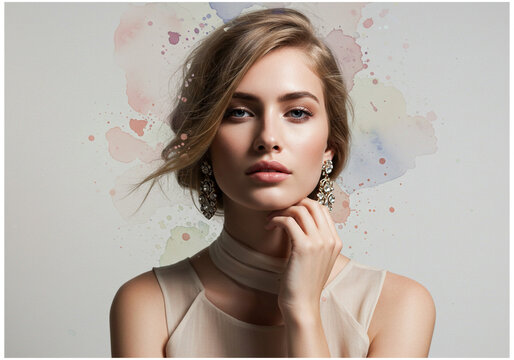 Mulher glamurosa em imagem art&iacute;stica. Generative IA