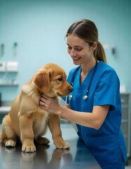 veterinarian with dog