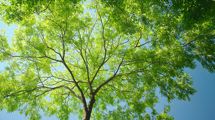 Fototapeta premium Looking Up At Lush Green Tree Canopy