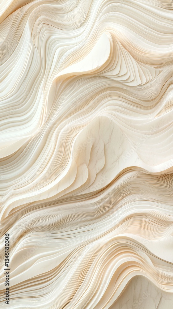 Poster beige wavy lines creating a three-dimensional effect form an abstract background, ideal for projects