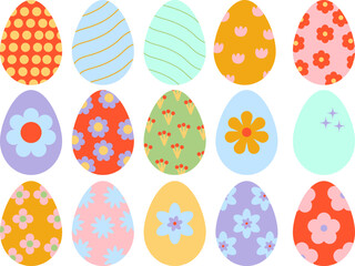 set of easter eggs. set of Watercolor Easter egg Illustration