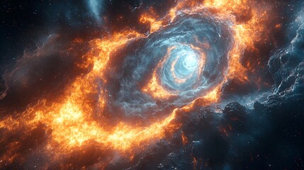 Obraz premium Fiery, swirling nebulae tunnel in space