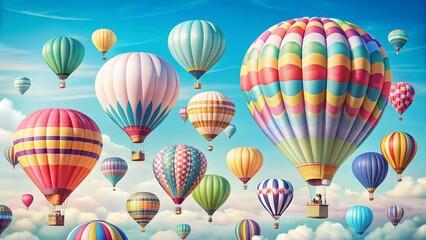 Obraz premium Aerial View Colorful Hot Air Balloons Festival Drawing Art