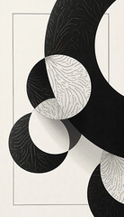 Monochromatic abstract design with interlocking circles and lines